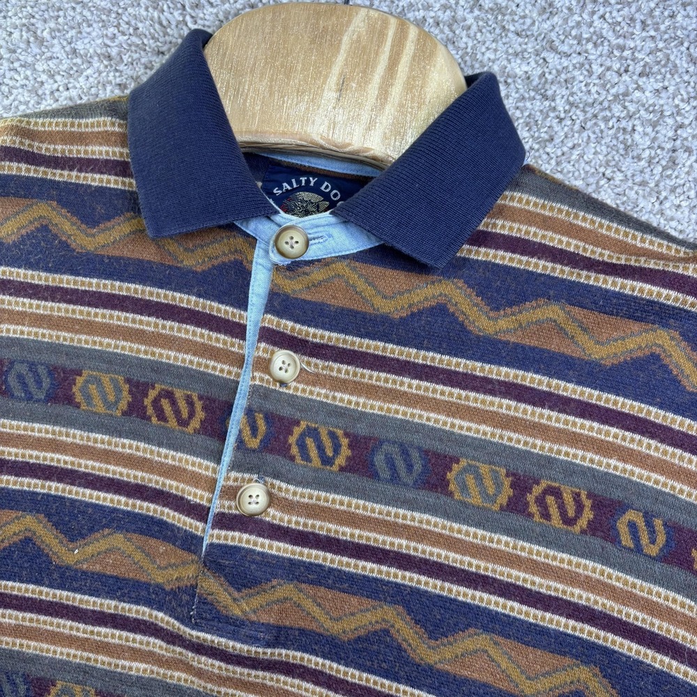 Gant Salty Dog Polo‎ Shirt Mens Large Multicolor Stripe Long Sleeve Cotton Knit